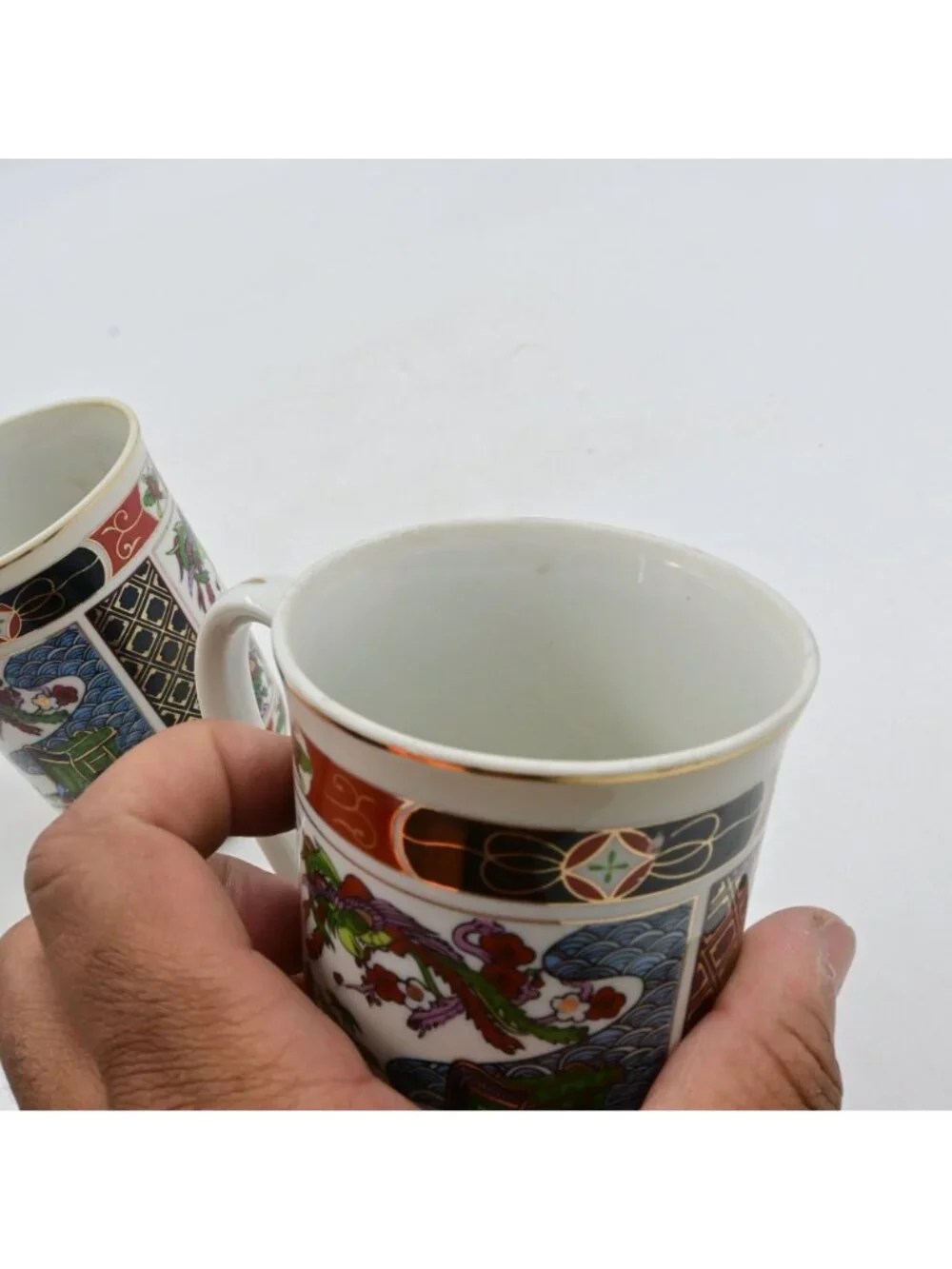 Heritage Mint Imari Porcelain Mugs Set of 2 Japanese Coffee Cups Vintage